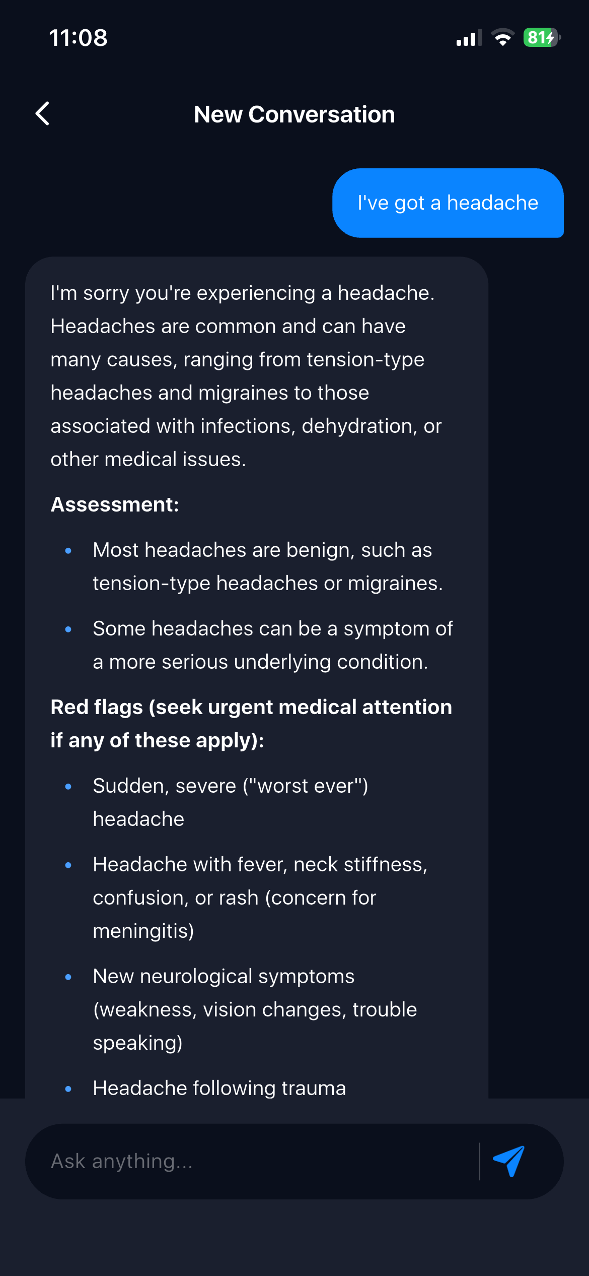 Structured AI clinical summary